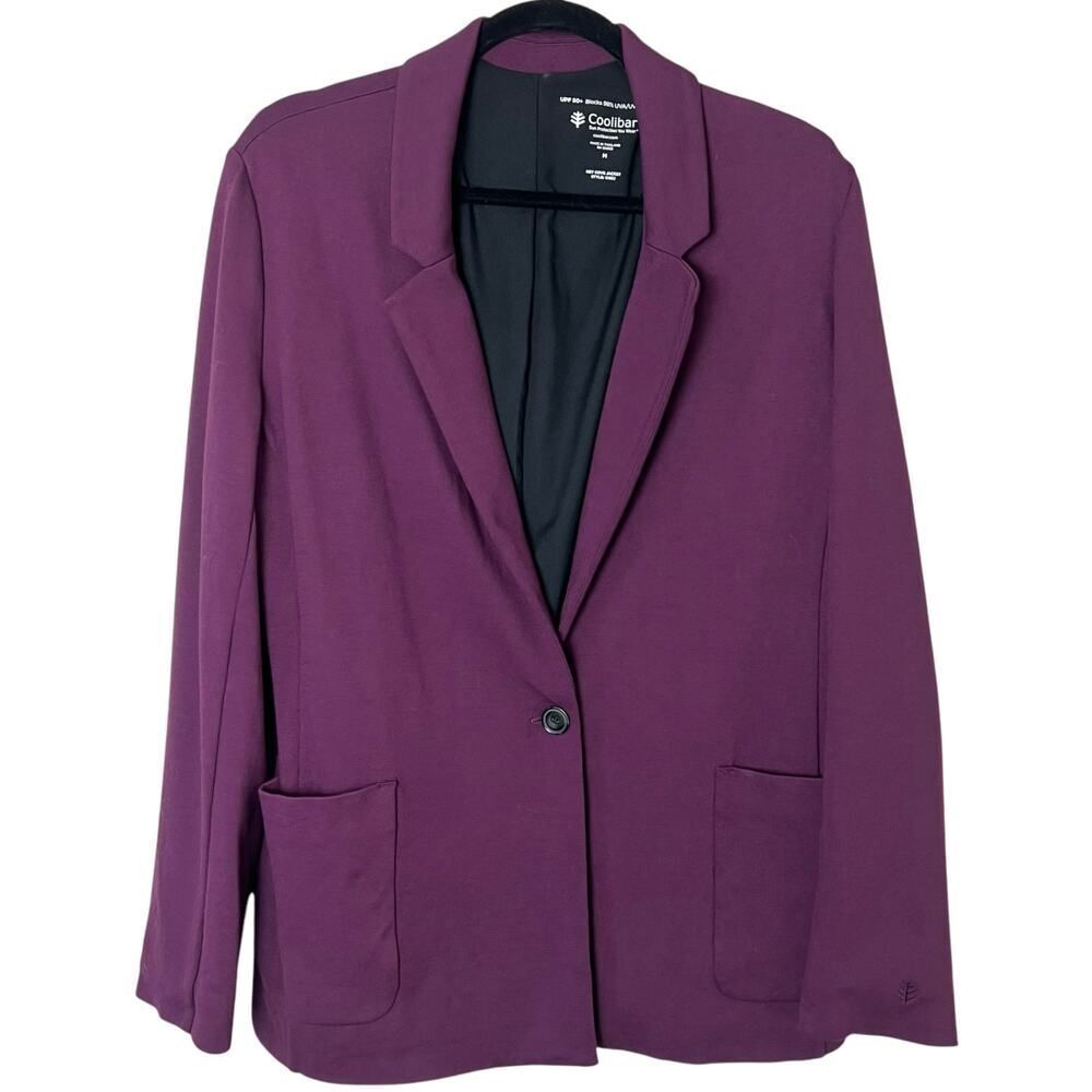 Coolibar Women's Key Cove Jacket Single Button Blazer UPF 50 Deep Wine Sz M - Picture 2 of 11